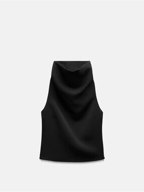 Zara High Neck Top, ZW Collection. Black. Size medium. New with tags.